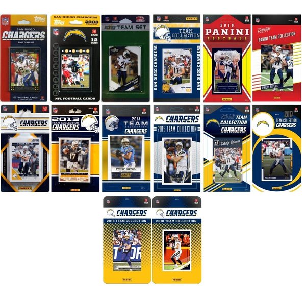 Williams & Son Saw & Supply C&I Collectables CHARGERS1418TS NFL Los Angeles Chargers 14 Different Licensed Trading Card Team Sets CHARGERS1418TS